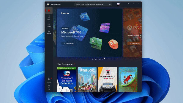 Gif showing WSL being installed from Microsoft Store