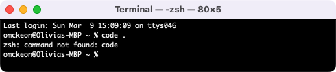 code command not found in terminal